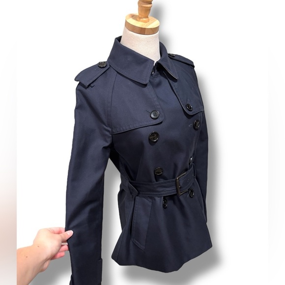 NWOT Coach Navy Blue Belted Fall Buttoned Trench Coat Outerwear Size Small - Picture 8 of 13